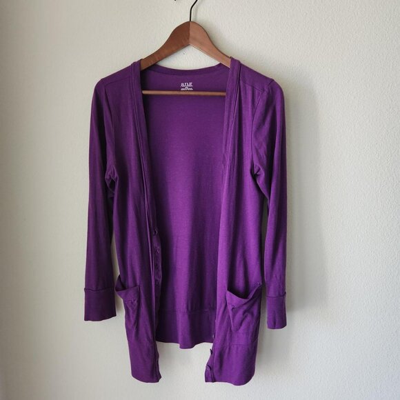 A.N.A. vintage Y2K purple button up cardigan lightweight Sz M Office Preppy - Picture 1 of 8